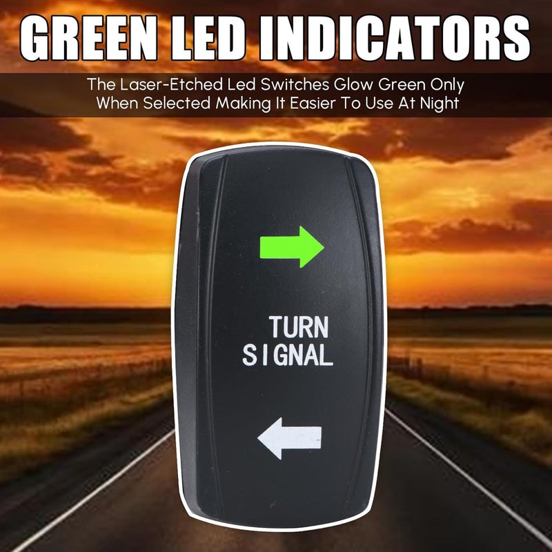 Hypertune Universal ATV/UTV Turn Signal Kit Side by Side Blinker Kit for Polaris Kawasaki Golf Cart Arctic Cat SXS ATV UTV Street Legal Kit Vertical Pre-Wired Turn Signal Assembly Green - Image 3
